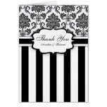 Black White Damask Stripe Wedding Thank You Cards