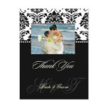 Black +  White Damask Thank You Photo postcards,