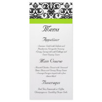Black/White Damask w/Chartreuse Green Accent Strip Customized Rack Card