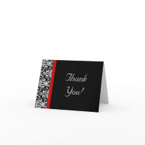 Black/White Damask w/ Ravishing Red Accent Greeting Cards