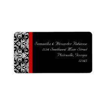 Black/White Damask w/ Ravishing Red Accent Labels