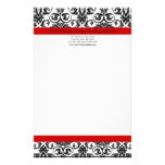 Black/White Damask w/ Ravishing Red Accent Customized Stationery