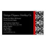 Black/White Damask w/ Red Accent Fashion Business Business Card Templates