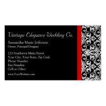 Black/White Damask w/ Red Accent Fashion Business Business Card Templates