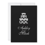 Black White Damask Wedding Cake Invitations