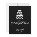Black White Damask Wedding Cake RSVP Cards