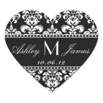 Black White Damask Wedding Favour Sticker