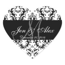 Black White Damask Wedding Favour Stickers