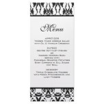 Black & White Damask Wedding Menu Personalized Rack Card