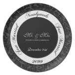 Black & White Damask Wedding Plate