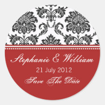 Black & White Damask Wedding Sticker