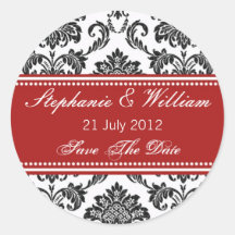Black & White Damask Wedding Sticker