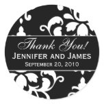 Black White Damask Wedding Thank You Labels Sticker