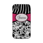 Black & White Damask with Zebra Iphone 4 Tough Cases