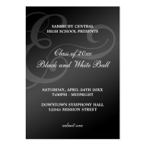 Black white dance formal prom bid admission ticket business cards