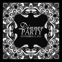 Black White Decor Lace Elegant Dinner Party Invite invitations