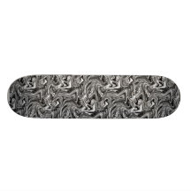 Black & White Digital Swirls Custom Skate Board