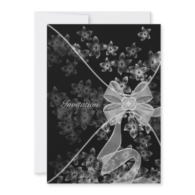Black White Dogwood Party Invitation Template by InvitationCentral
