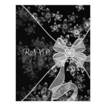 Black White Dogwood RSVP Custom Invitations