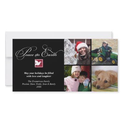 Black white dove peace on earth holiday greeting photo greeting card by FidesDesign
