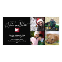 Black white dove peace on earth holiday greeting photo greeting card