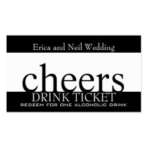 Black White Drink Ticket for Wedding Receptions Business Card