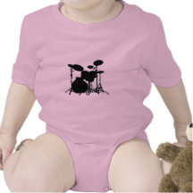 Black & White Drum Kit Silhouette - Drummers Baby Creeper