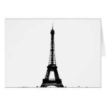 Black & White Eiffel Tower Greeting Cards