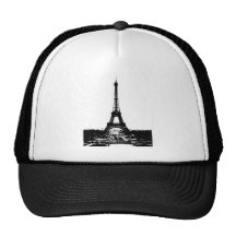 Black & White Eiffel Tower Mesh Hats