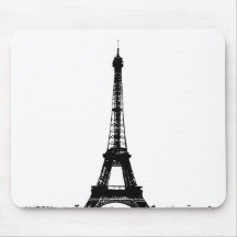 Black & White Eiffel Tower Mousepad