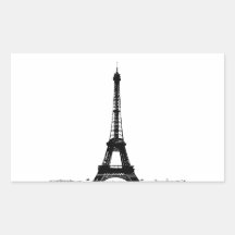 Black & White Eiffel Tower Rectangle Stickers