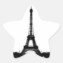 Black & White Eiffel Tower Star Stickers