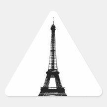 Black & White Eiffel Tower Triangle Sticker