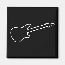 Black & White Electric Guitar Silhouette Magnet