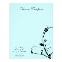 Black White Elegant Letterhead Floral Wall Blue 2