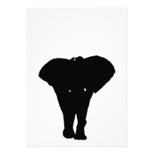 Black White Elephant Sihouette Invitation