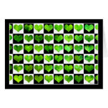 Black & White Field Of Green Hearts Card