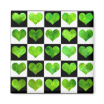 Black & White Field Of Green Hearts Magnet