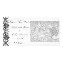 Black/White Figleaf Save The Date Photo Card