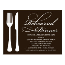 BLACK & WHITE FLATWARE | REHEARSAL DINNER INVITE POSTCARDS