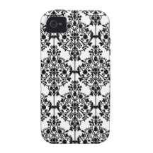 Black White Floral Damask iPhone 4 Case-Mate Case