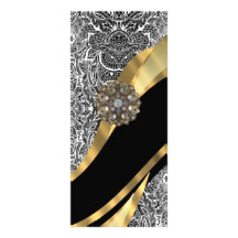Black & white floral damask pattern full color rack card