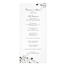 Black & White Floral Decal Wedding Program Full Color Rack Card
