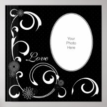 Black & White Floral & Swirls Scrapbook Page Print