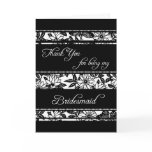 Black & White Floral Thank You Bridesmaid Card