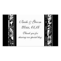 Black & White Floral Wedding Favour Tags Business Cards