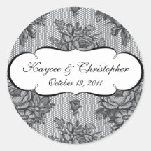 Black & White French Lace Wedding Sticker