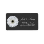 Black & White Gerbera Daisy Address Labels