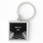 Black & White Glass Chess Board Game Keychain