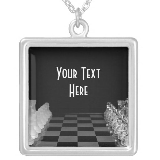 Black & White Glass Chess Board Game Necklaces